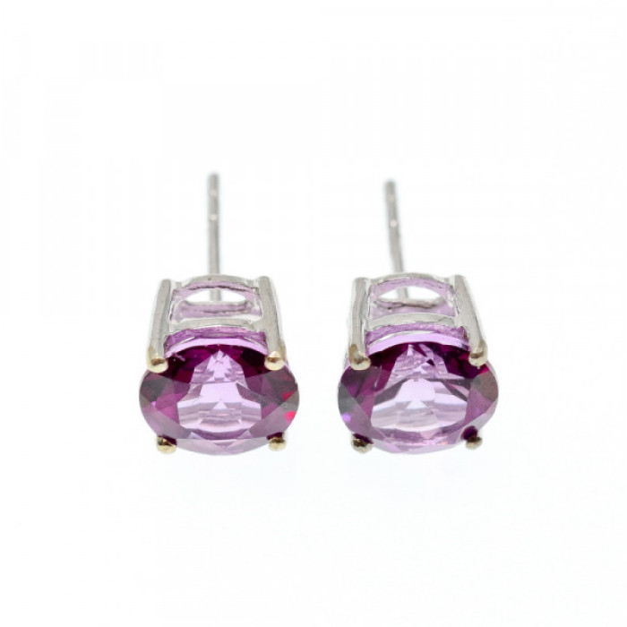 925 Sterling Silver Almandine Stud Earrings