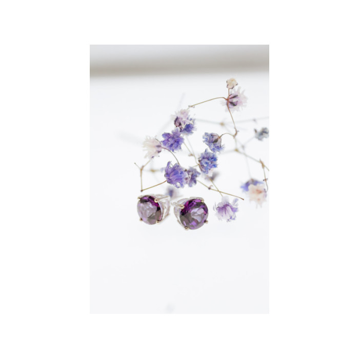 925 Sterling Silver Almandine Stud Earrings