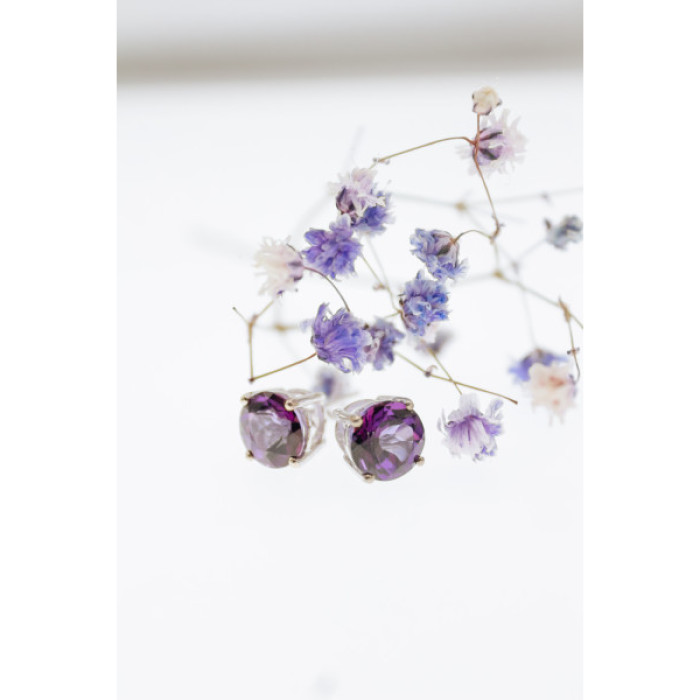 925 Sterling Silver Almandine Stud Earrings