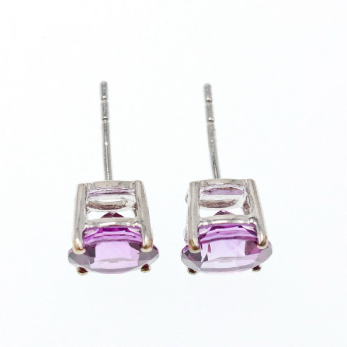 925 Sterling Silver Almandine Stud Earrings