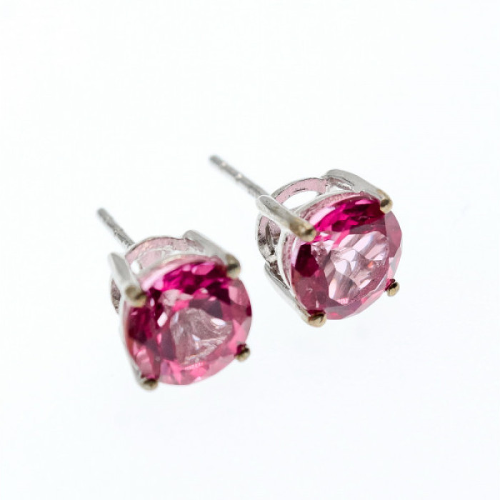925 Sterling Silver Morganite Stud Earrings