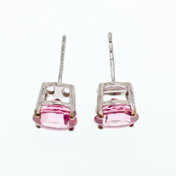 925 Sterling Silver Morganite Stud Earrings