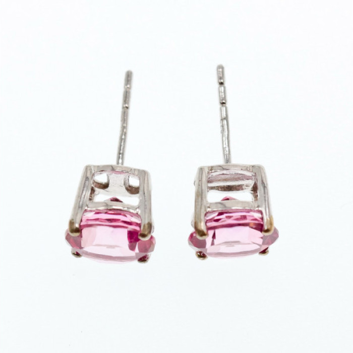 925 Sterling Silver Morganite Stud Earrings