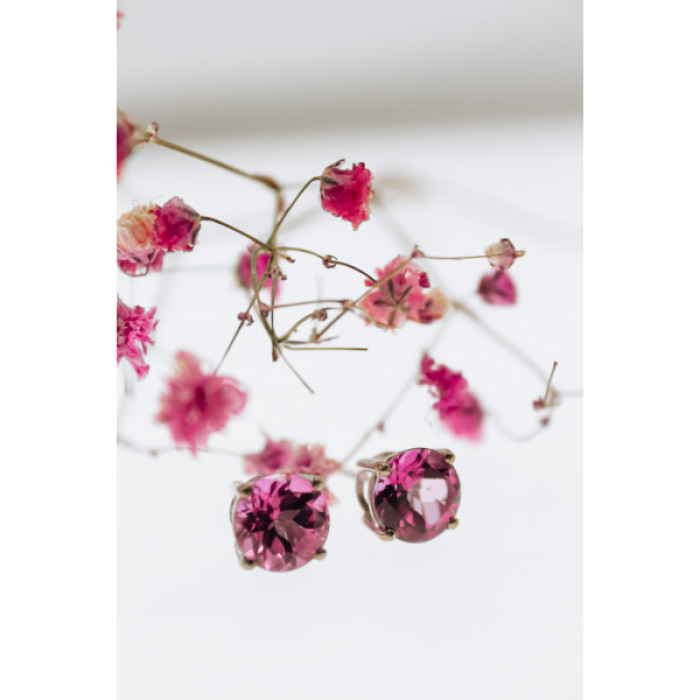 925 Sterling Silver Morganite Stud Earrings