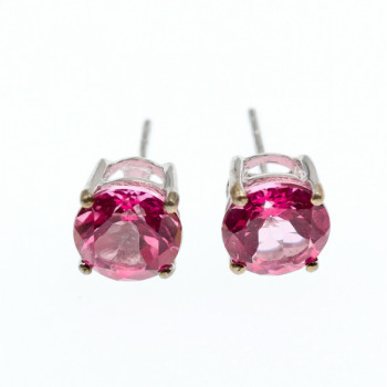 925 Sterling Silver Morganite Stud Earrings