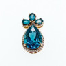 925 Sterling Silver Gold Plated Aquamarine & CZ Pendant