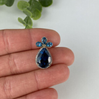 925 Sterling Silver Gold Plated Aquamarine & CZ Pendant