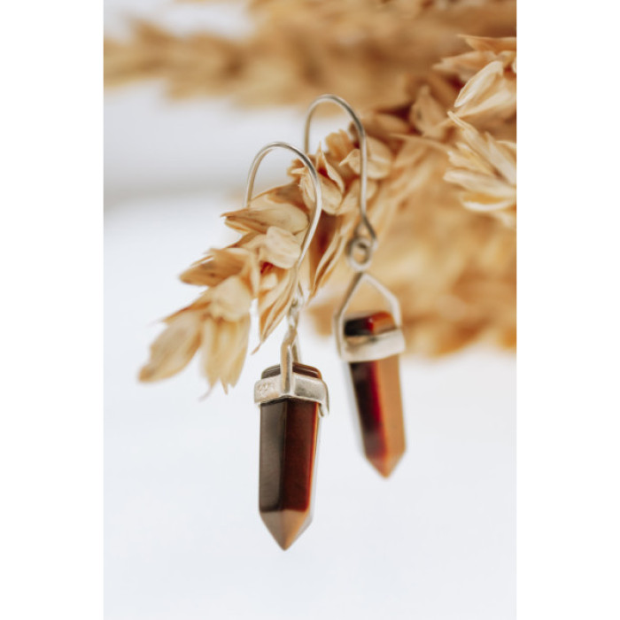 925 Sterling Silver Tiger'S Eye Earrings