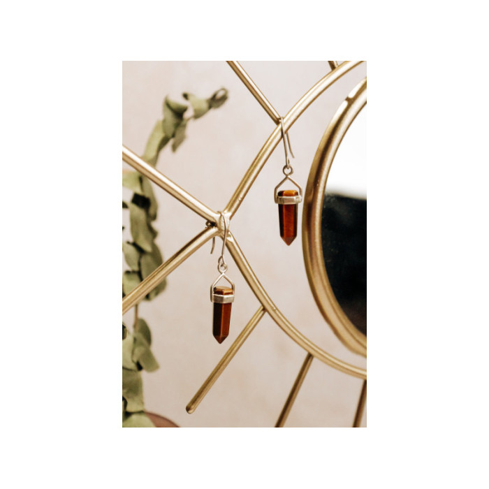 925 Sterling Silver Tiger's Eye Earrings