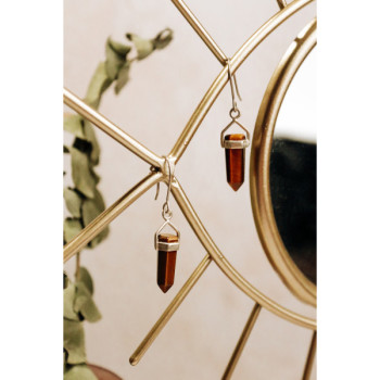 925 Sterling Silver Tiger'S Eye Earrings