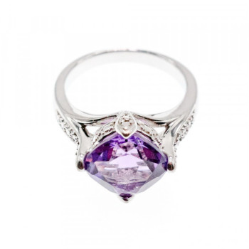 925 Sterling Silver Tourmaline & CZ Ring Size 6.75