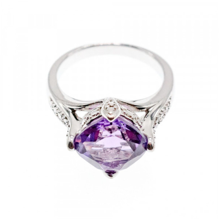 925 Sterling Silver Tourmaline & CZ Ring Size 6.75