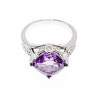 925 Sterling Silver Tourmaline & CZ Ring Size 6.75