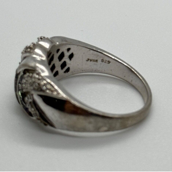 925 Sterling Silver Diamonds Ring Size 8