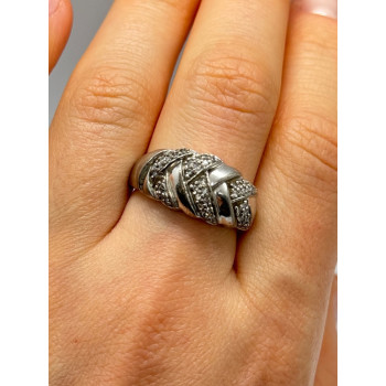 925 Sterling Silver Diamonds Ring Size 8