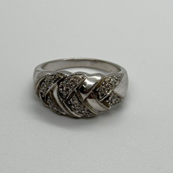 925 Sterling Silver Diamonds Ring Size 8