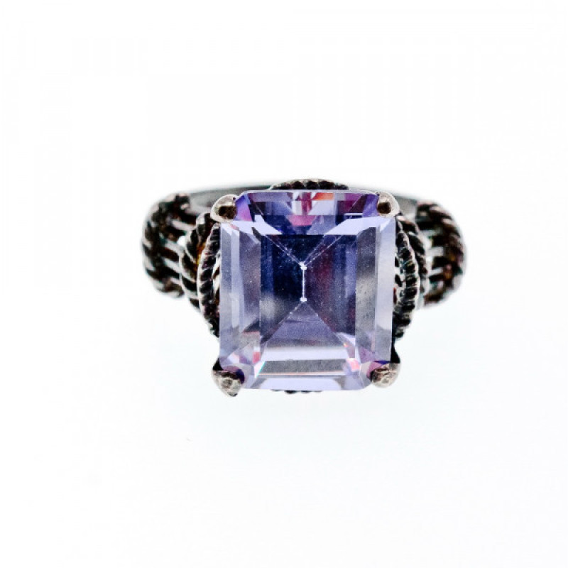 925 Sterling Silver Amethyst Ring Size 6.75