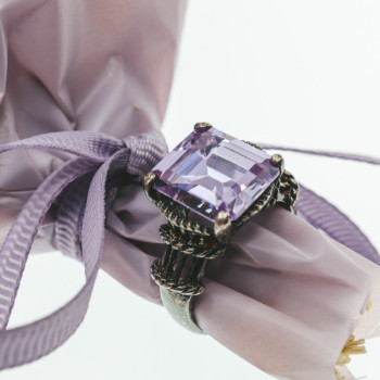925 Sterling Silver Amethyst Ring Size 6.75