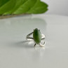 925 Sterling Silver Green Nephrite Ring Size 6.5