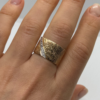 925 Sterling Silver Gold Plated CZ Ring Size 7