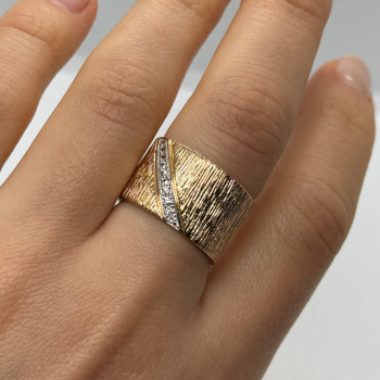 925 Sterling Silver Gold Plated CZ Ring Size 7
