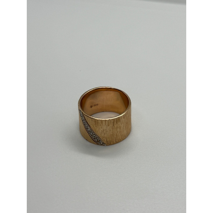 925 Sterling Silver Gold Plated CZ Ring Size 7