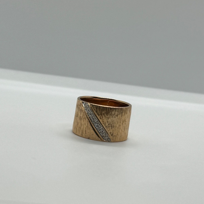 925 Sterling Silver Gold Plated CZ Ring Size 7