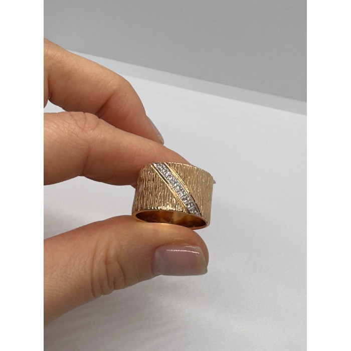 925 Sterling Silver Gold Plated CZ Ring Size 7