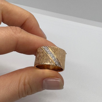 925 Sterling Silver Gold Plated CZ Ring Size 7