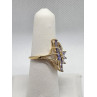 14K YELLOW GOLD TANZANITE & DIAMOND FLOWER RING  SIZE 5.5