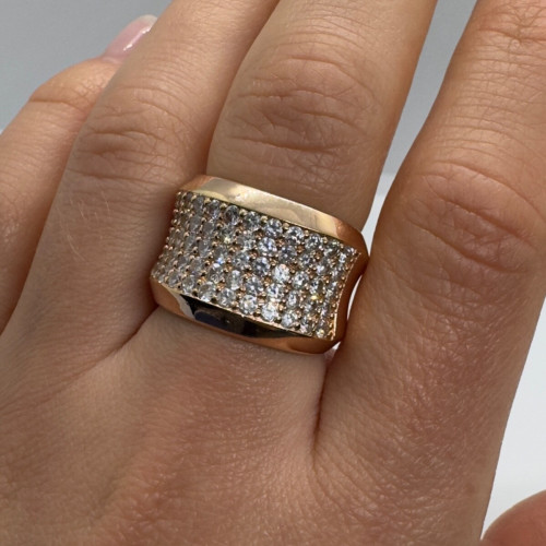 925 Sterling Silver Gold Plated & CZ Ring Size 7