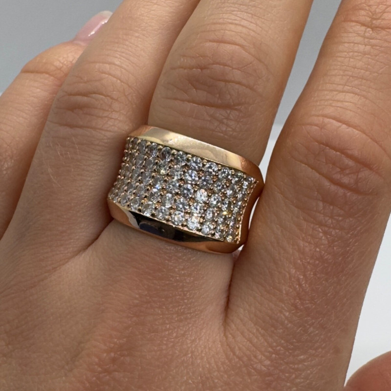 925 Sterling Silver Gold Plated & CZ Ring Size 7