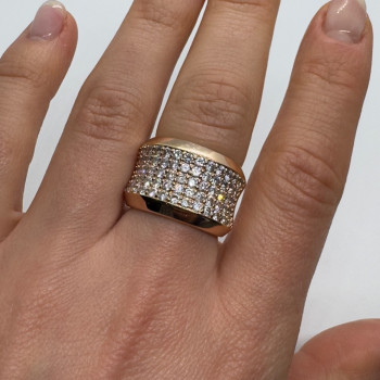 925 Sterling Silver Gold Plated & CZ Ring Size 7