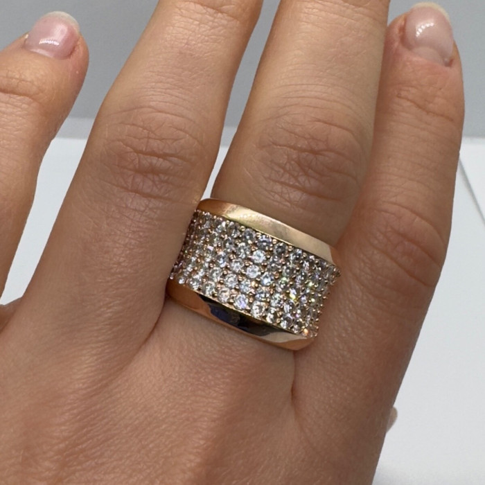 925 Sterling Silver Gold Plated & CZ Ring Size 7