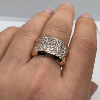 925 Sterling Silver Gold Plated & CZ Ring Size 7