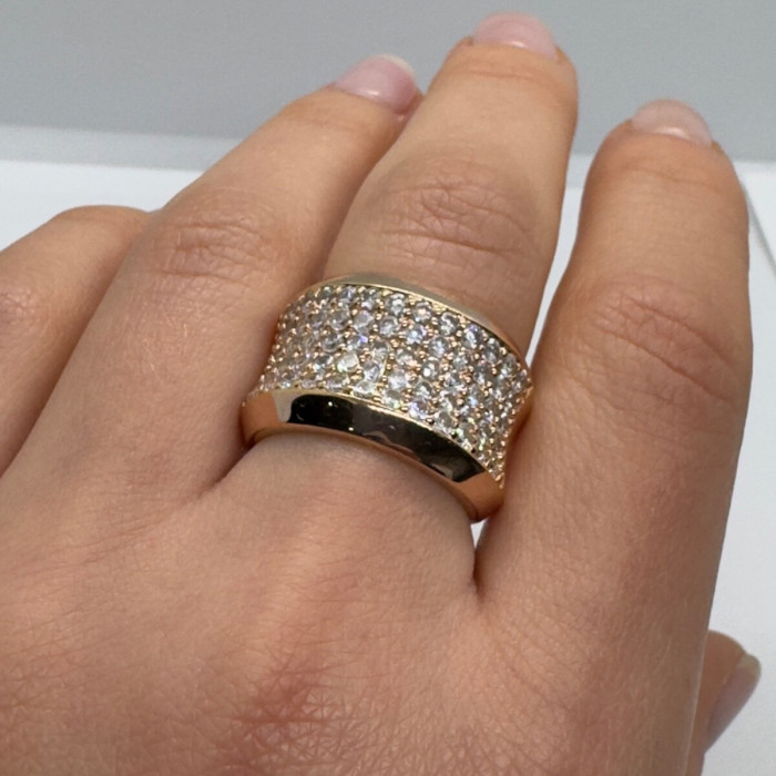 925 Sterling Silver Gold Plated & CZ Ring Size 7