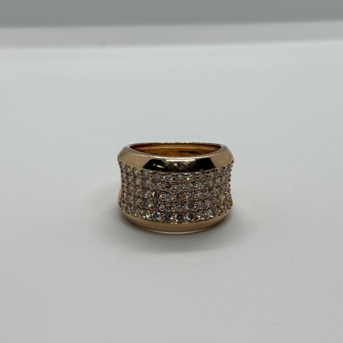 925 Sterling Silver Gold Plated & CZ Ring Size 7
