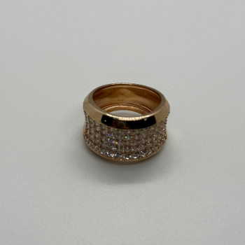 925 Sterling Silver Gold Plated & CZ Ring Size 7