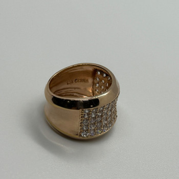 925 Sterling Silver Gold Plated & CZ Ring Size 7