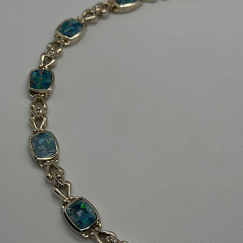925 Sterling Silver Opal Bracelet