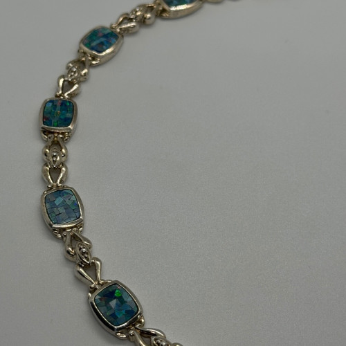 925 Sterling Silver Opal Bracelet