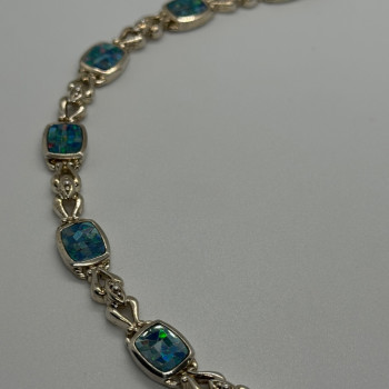 925 Sterling Silver Opal Bracelet