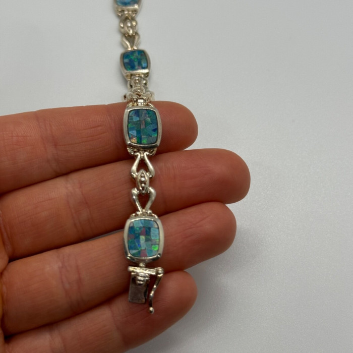 925 Sterling Silver Opal Bracelet