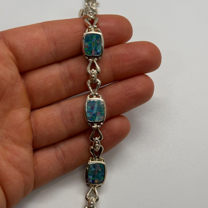 925 Sterling Silver Opal Bracelet