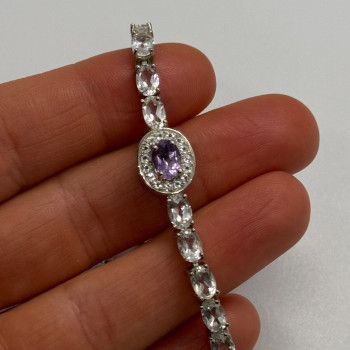 925 Sterling Silver Morganite & Beryl Bracelet