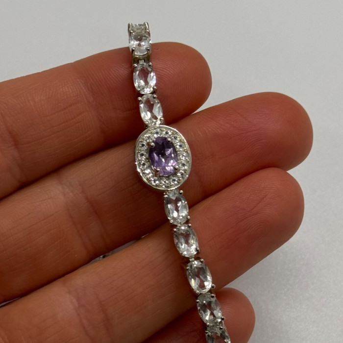 925 Sterling Silver Morganite & Beryl Bracelet