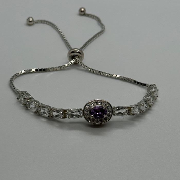 925 Sterling Silver Morganite & Beryl Bracelet
