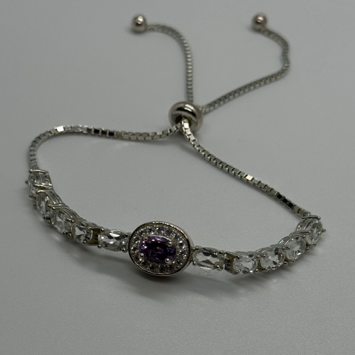 925 Sterling Silver Morganite & Beryl Bracelet