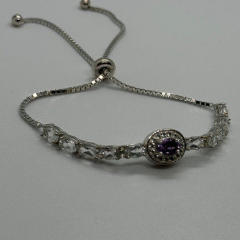 925 Sterling Silver Morganite & Beryl Bracelet