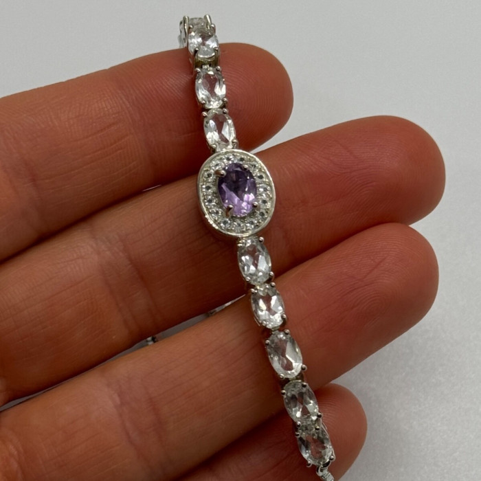 925 Sterling Silver Morganite & Beryl Bracelet